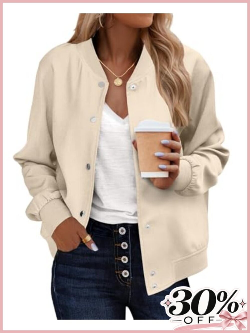 Zeagoo Women's Varsity Bomber Jacket Lightweight Button Down Casual